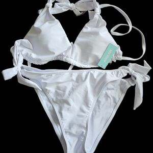 Triangle White Bikini Set